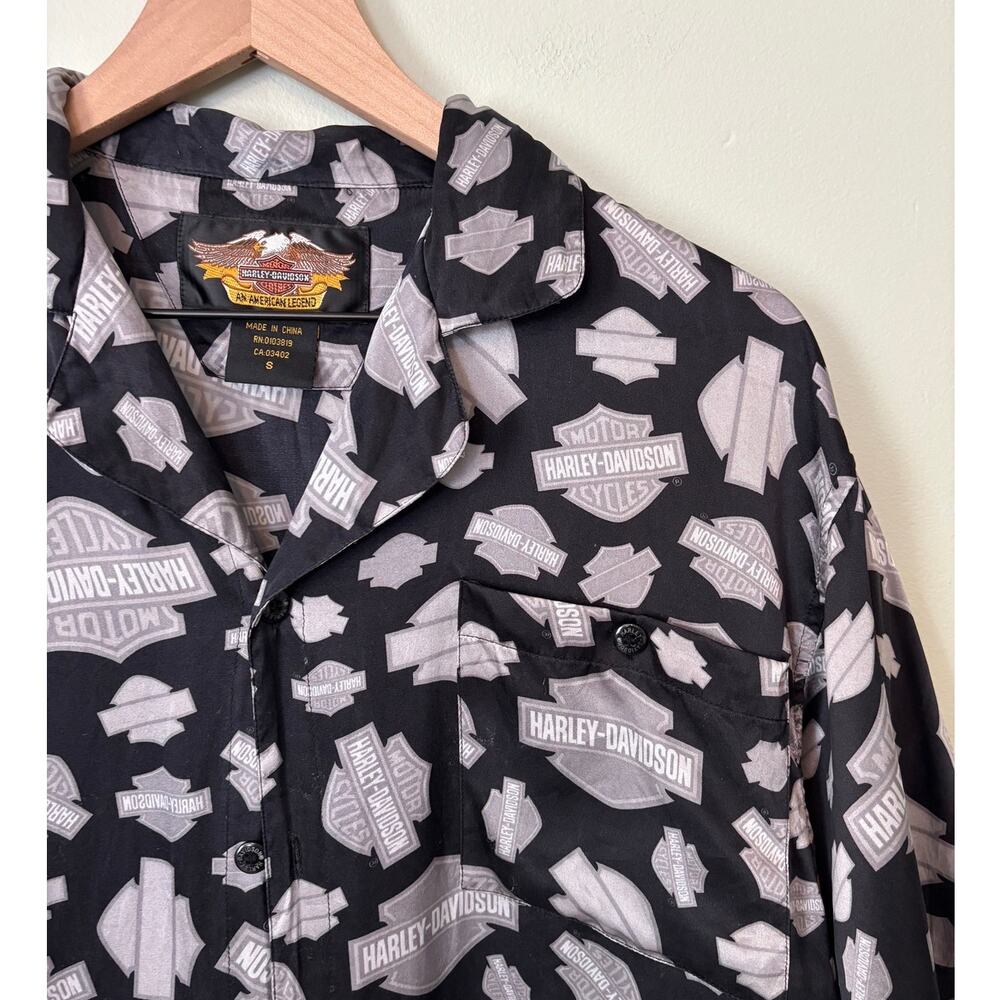 Harley Davidson Silk Button Down Shirt Small Short Sleeve